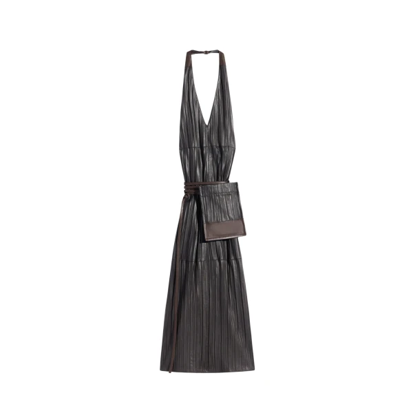 Lemaire Leather Apron Dress in Crinkle Lamb Leather - Dresses - Parisian Minimalist Luxury at Coveti