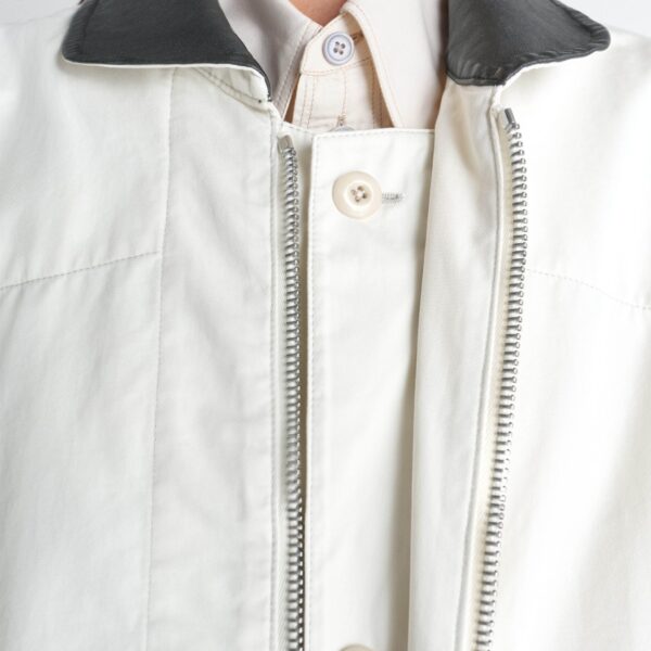 Lemaire Leather Collar Blouson in Cotton Twill - Jackets - Parisian Minimalist Luxury at Coveti