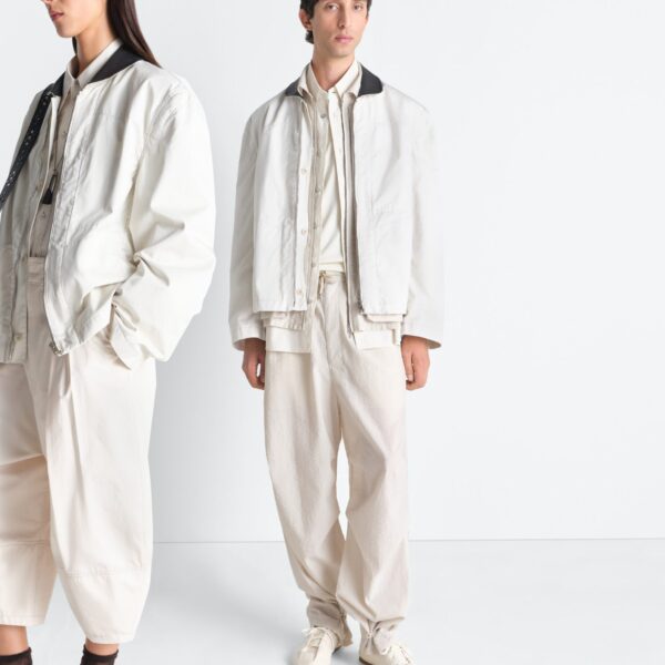 Lemaire Leather Collar Blouson in Cotton Twill - Jackets - Parisian Minimalist Luxury at Coveti