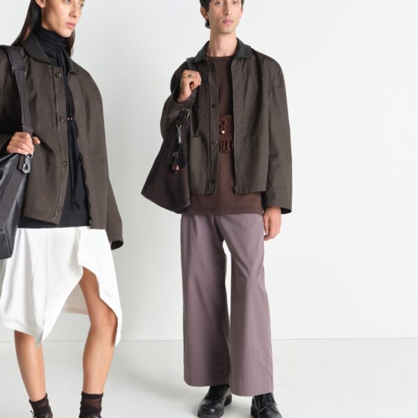 Lemaire Leather Collar Blouson in Cotton Twill - Jackets - Parisian Minimalist Luxury at Coveti