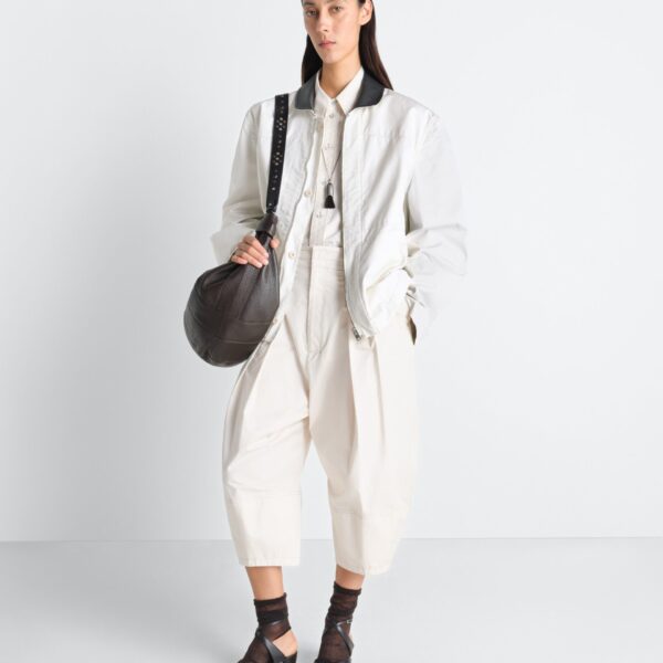Lemaire Leather Collar Blouson in Cotton Twill - Jackets - Parisian Minimalist Luxury at Coveti