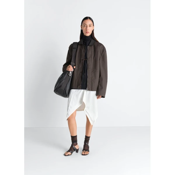 Lemaire Leather Collar Blouson in Cotton Twill Jacket, view 4
