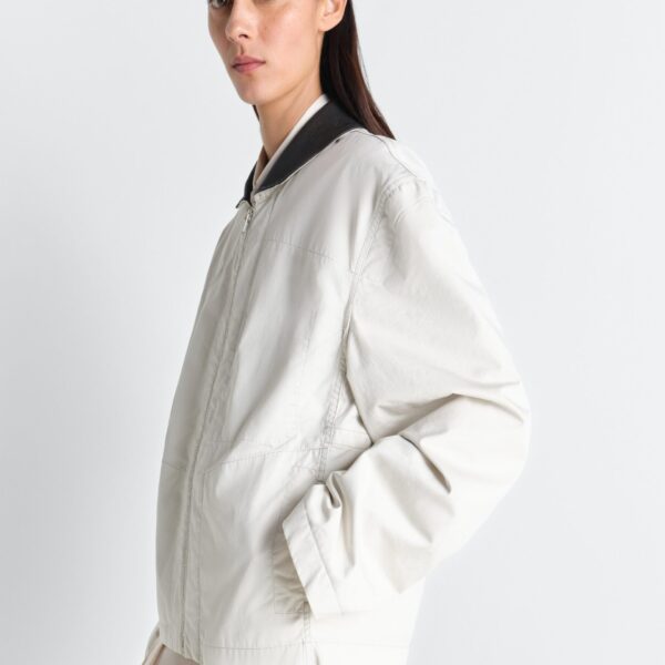 Lemaire Leather Collar Blouson in Cotton Twill - Jackets - Parisian Minimalist Luxury at Coveti