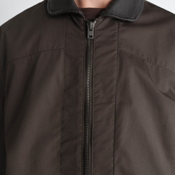 Lemaire Leather Collar Blouson in Cotton Twill - Jackets - Parisian Minimalist Luxury at Coveti