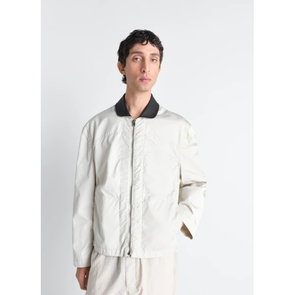 Lemaire Leather Collar Blouson in Cotton Twill Jacket, view 6