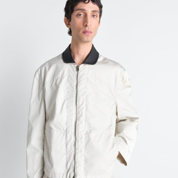 Lemaire Leather Collar Blouson in Cotton Twill - Jackets - Parisian Minimalist Luxury at Coveti