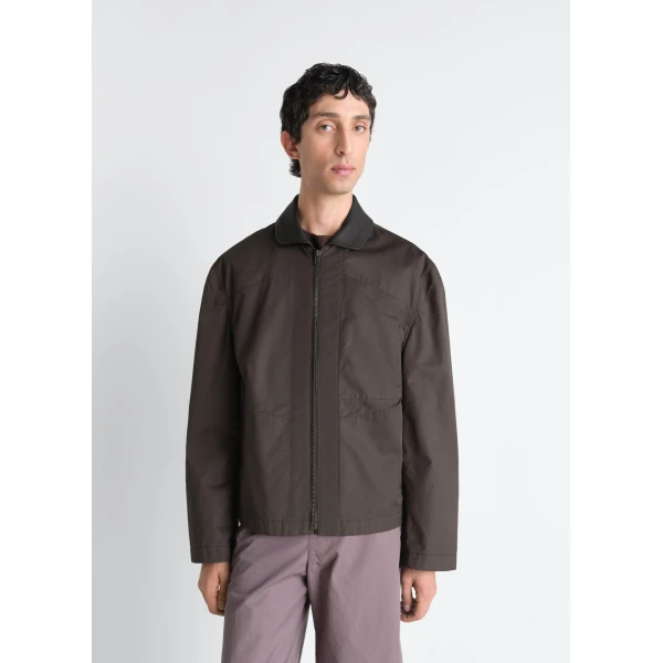 Lemaire Leather Collar Blouson in Cotton Twill Jacket, view 6