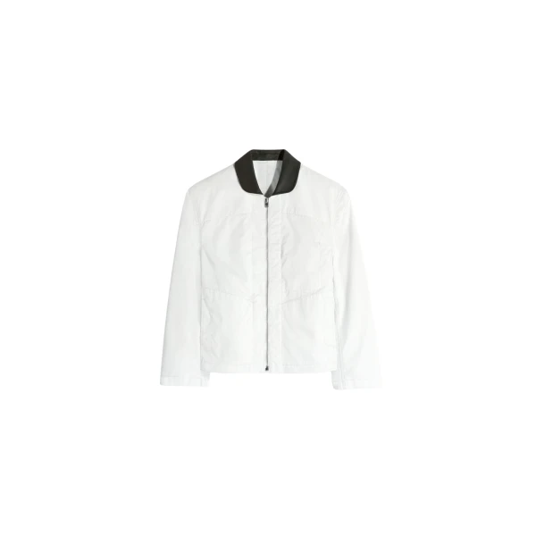 Lemaire Leather Collar Blouson in Cotton Twill - Jackets - Parisian Minimalist Luxury at Coveti