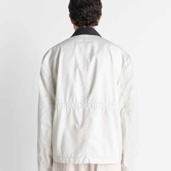 Lemaire Leather Collar Blouson in Cotton Twill - Jackets - Parisian Minimalist Luxury at Coveti