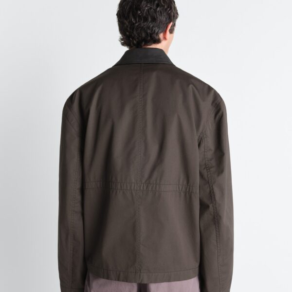 Lemaire Leather Collar Blouson in Cotton Twill - Jackets - Parisian Minimalist Luxury at Coveti