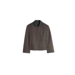 Lemaire Leather Collar Blouson in Cotton Twill - Jackets - Parisian Minimalist Luxury at Coveti