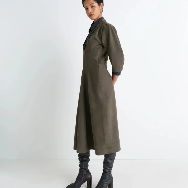 Lemaire Leather V-neck Dress - Dresses - Parisian Minimalist Luxury at Coveti