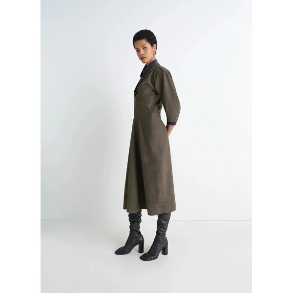 Lemaire Leather V-neck Dress, view 2