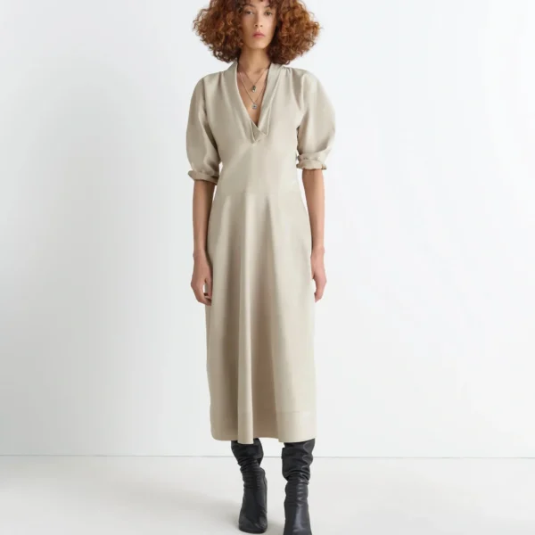 Lemaire Leather V-neck Dress - Dresses - Parisian Minimalist Luxury at Coveti
