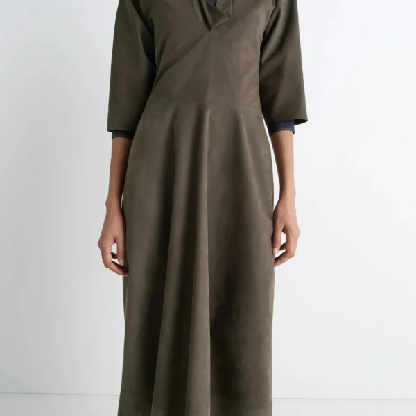 Lemaire Leather V-neck Dress - Dresses - Parisian Minimalist Luxury at Coveti