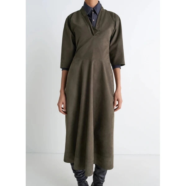 Lemaire Leather V-neck Dress, view 3