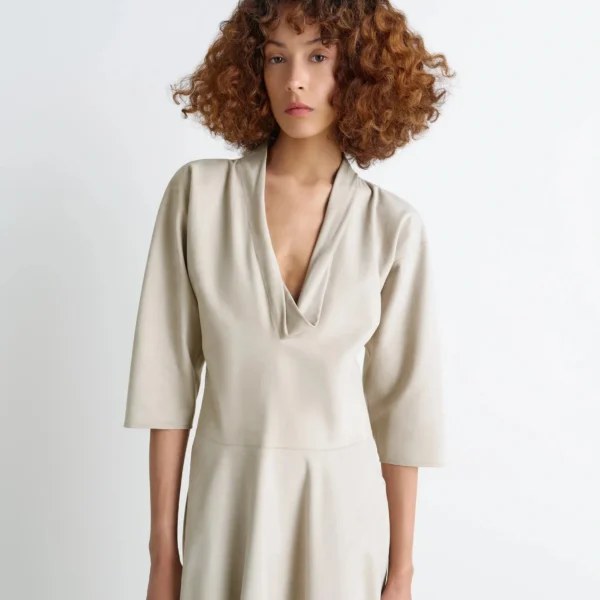 Lemaire Leather V-neck Dress - Dresses - Parisian Minimalist Luxury at Coveti