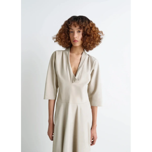 Lemaire Leather V-neck Dress, view 3