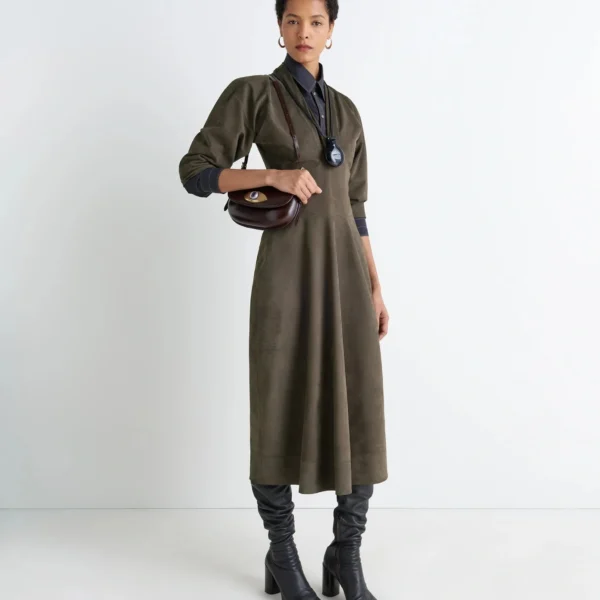 Lemaire Leather V-neck Dress - Dresses - Parisian Minimalist Luxury at Coveti