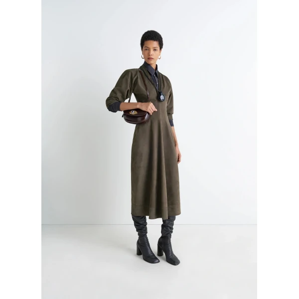 Lemaire Leather V-neck Dress, view 4
