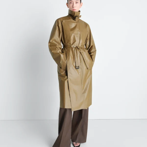 Lemaire Light Wrap Coat in Light Coated Cotton - Coats - Parisian Minimalist Luxury at Coveti