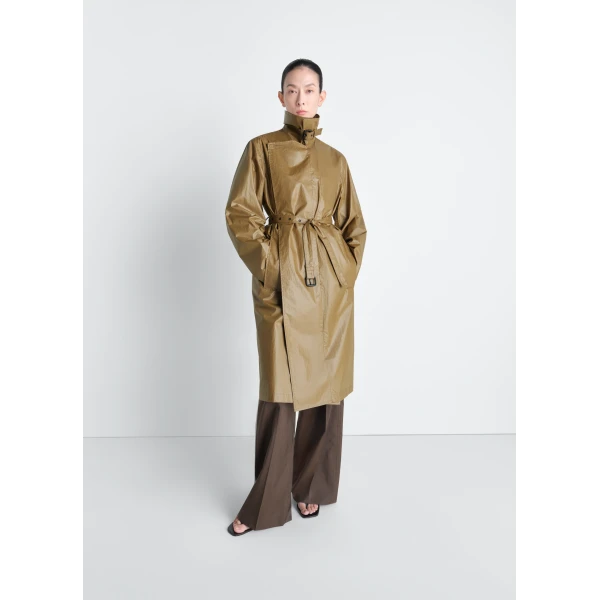 Lemaire Light Wrap Coat in Light Coated Cotton, view 2