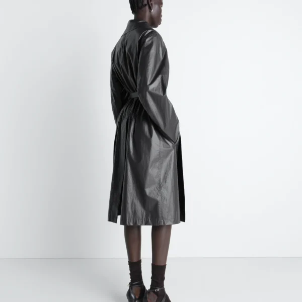 Lemaire Light Wrap Coat in Light Coated Cotton - Coats - Parisian Minimalist Luxury at Coveti