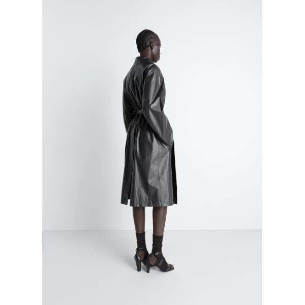 Lemaire Light Wrap Coat in Light Coated Cotton, view 2