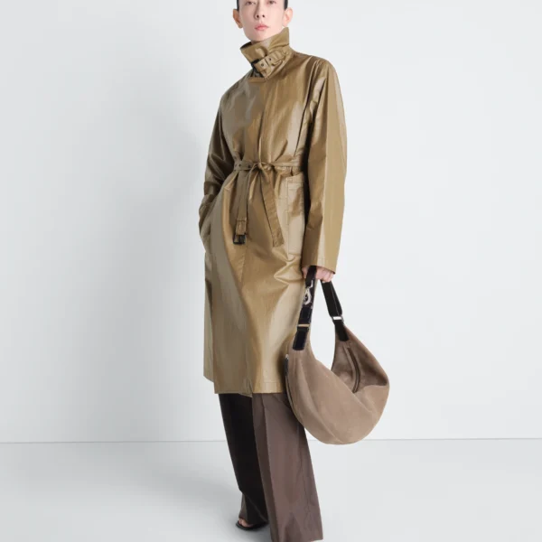 Lemaire Light Wrap Coat in Light Coated Cotton - Coats - Parisian Minimalist Luxury at Coveti