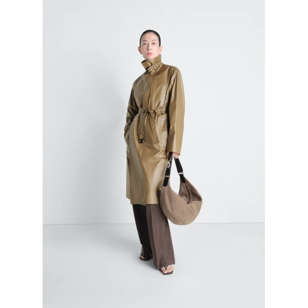 Lemaire Light Wrap Coat in Light Coated Cotton, view 3