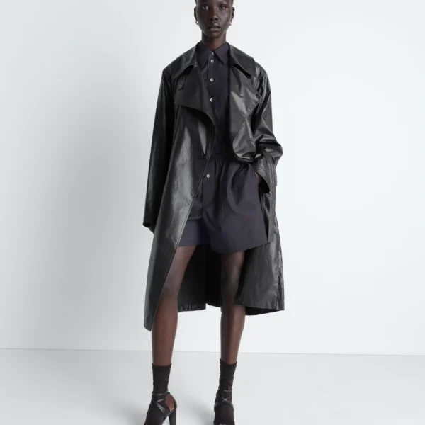 Lemaire Light Wrap Coat in Light Coated Cotton - Coats - Parisian Minimalist Luxury at Coveti