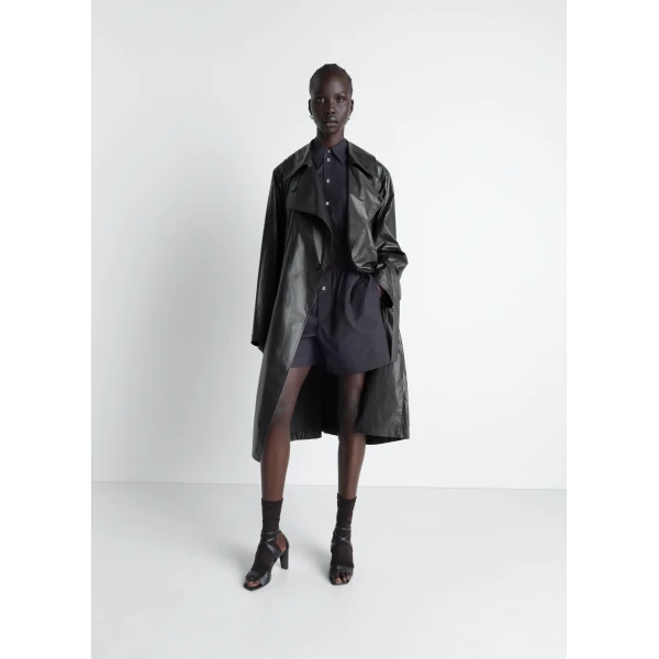 Lemaire Light Wrap Coat in Light Coated Cotton, view 3