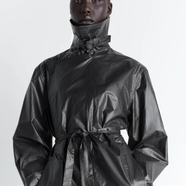 Lemaire Light Wrap Coat in Light Coated Cotton - Coats - Parisian Minimalist Luxury at Coveti
