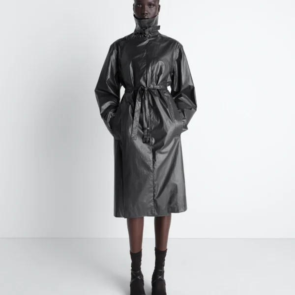 Lemaire Light Wrap Coat in Light Coated Cotton - Coats - Parisian Minimalist Luxury at Coveti