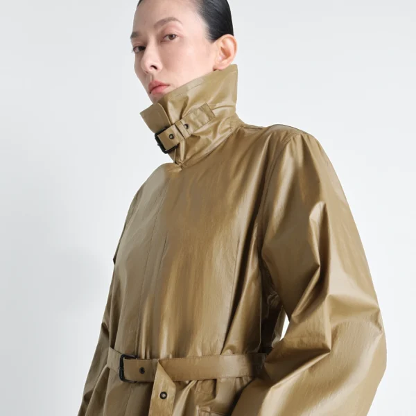 Lemaire Light Wrap Coat in Light Coated Cotton - Coats - Parisian Minimalist Luxury at Coveti