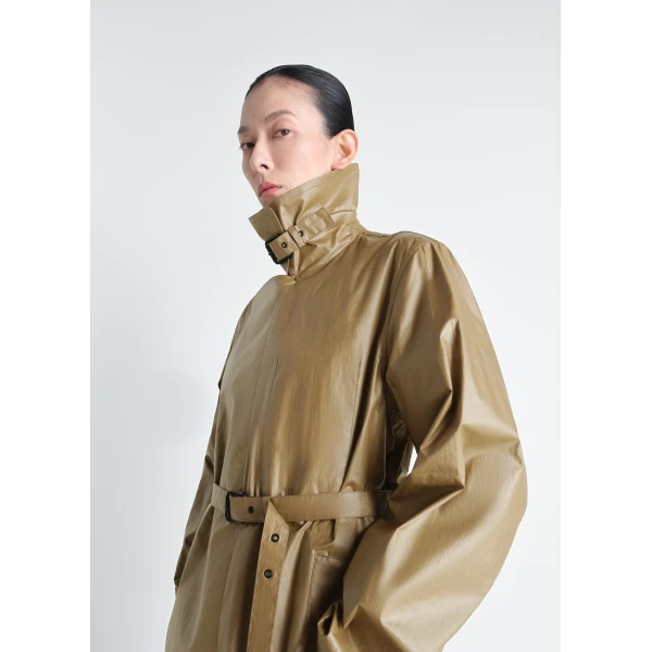 Lemaire Light Wrap Coat in Light Coated Cotton, view 6