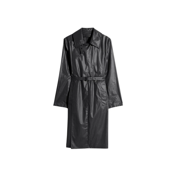 Lemaire Light Wrap Coat in Light Coated Cotton - Coats - Parisian Minimalist Luxury at Coveti