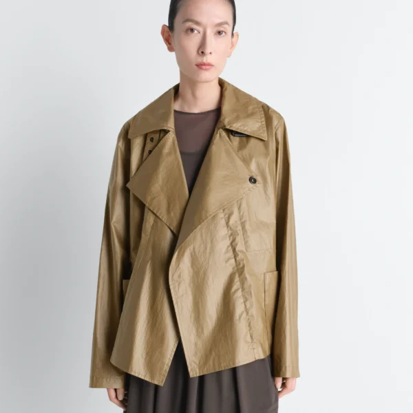 Lemaire Light Wrap Jacket in Light Coated Cotton - Jackets - Parisian Minimalist Luxury at Coveti