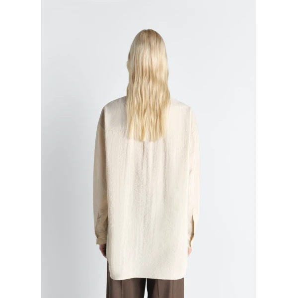 Lemaire Long Shirt with Tie in Dry Silk, view 2
