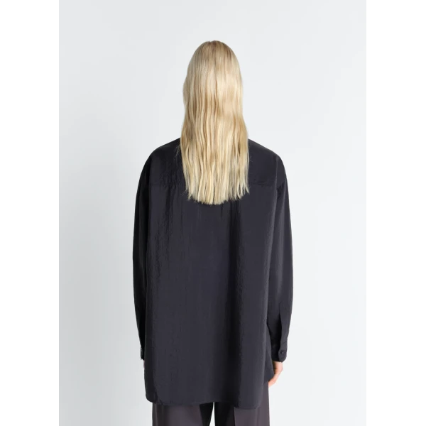Lemaire Long Shirt with Tie in Dry Silk, view 2