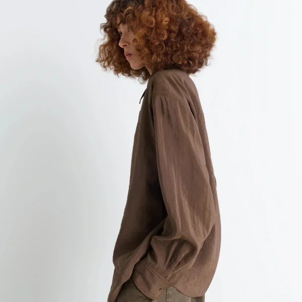 Lemaire Long Shirt with Tie in Dry Silk - Tops - Parisian Minimalist Luxury at Coveti