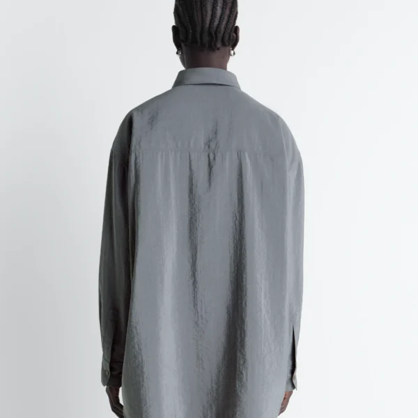 Lemaire Long Shirt with Tie in Dry Silk - Tops - Parisian Minimalist Luxury at Coveti