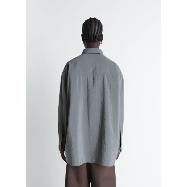 Lemaire Long Shirt with Tie in Dry Silk, view 2