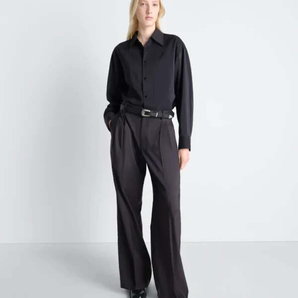 Lemaire Long Shirt with Tie in Dry Silk - Tops - Parisian Minimalist Luxury at Coveti