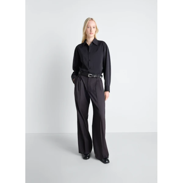 Lemaire Long Shirt with Tie in Dry Silk, view 3