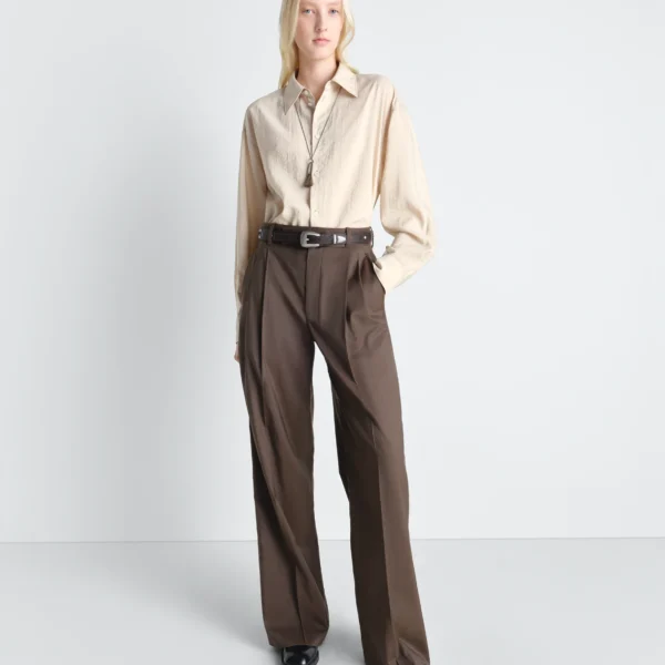 Lemaire Long Shirt with Tie in Dry Silk - Tops - Parisian Minimalist Luxury at Coveti