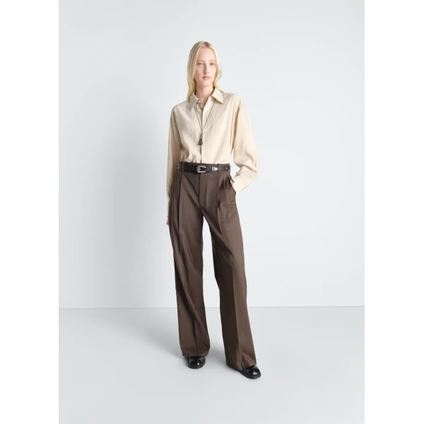 Lemaire Long Shirt with Tie in Dry Silk, view 4