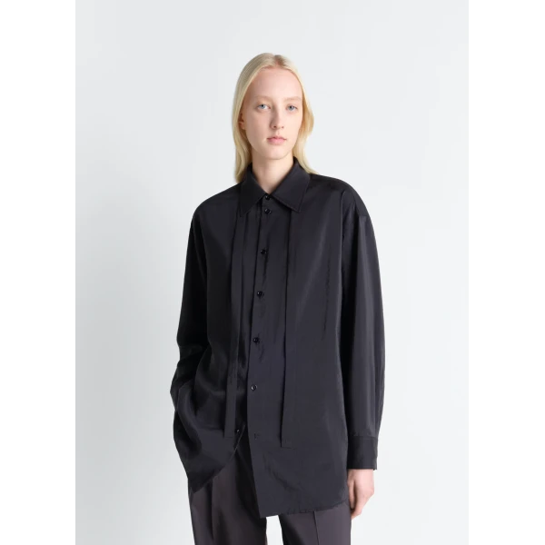 Lemaire Long Shirt with Tie in Dry Silk, view 4