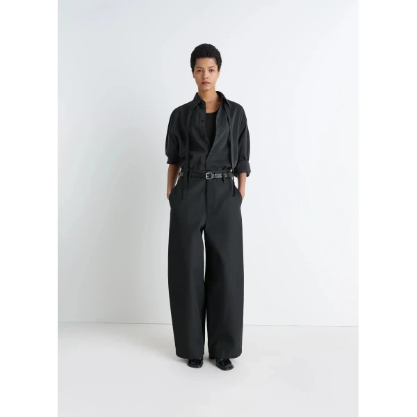 Lemaire Long Shirt with Tie in Dry Silk, view 3
