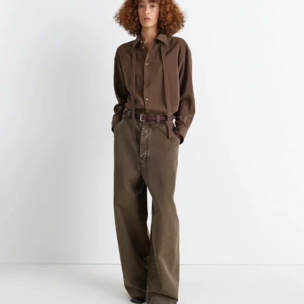 Lemaire Long Shirt with Tie in Dry Silk - Tops - Parisian Minimalist Luxury at Coveti